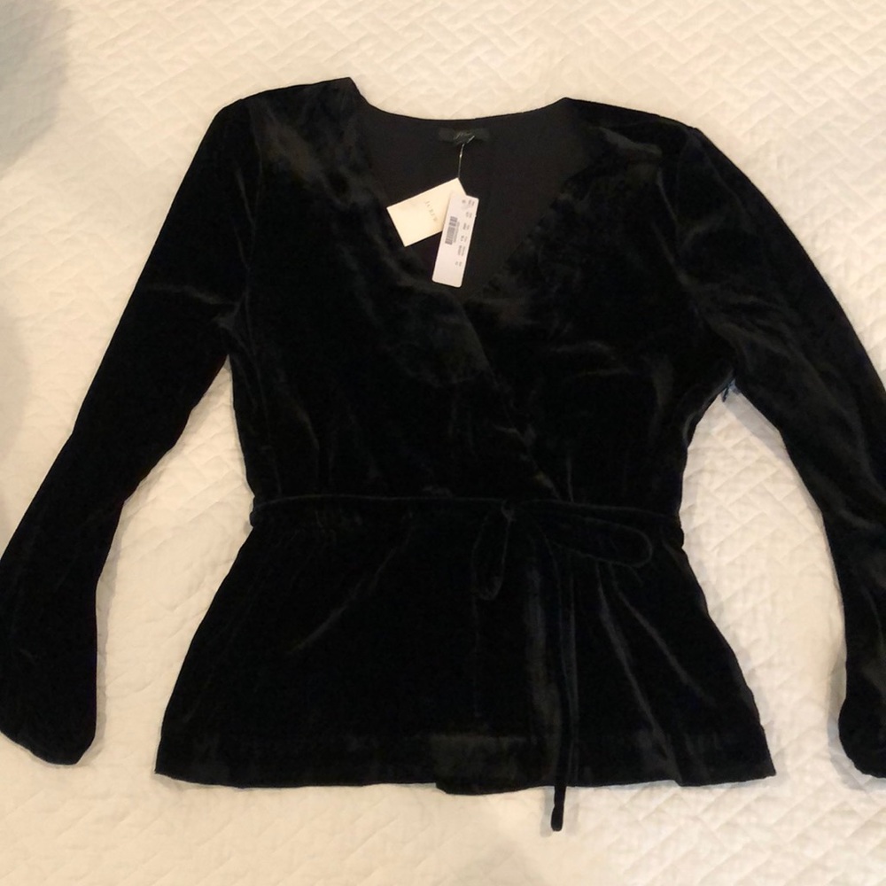 NWT JCrew Factory Black Velvet Top, Size 12